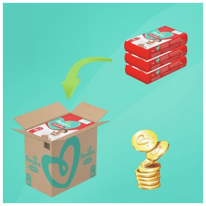 PAMPERS Baby-Dry Pants Taille 3, 180 Couches-Culottes - Pack 1 Mois