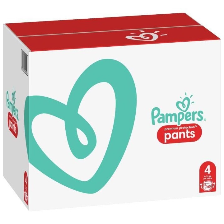Pampers Premium Protection Pants Couches-culottes 4, 160 Culottes, 9kg