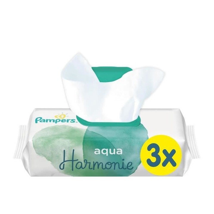 Pampers Lingettes Harmonie Aqua Lot de 3 x 48 unités