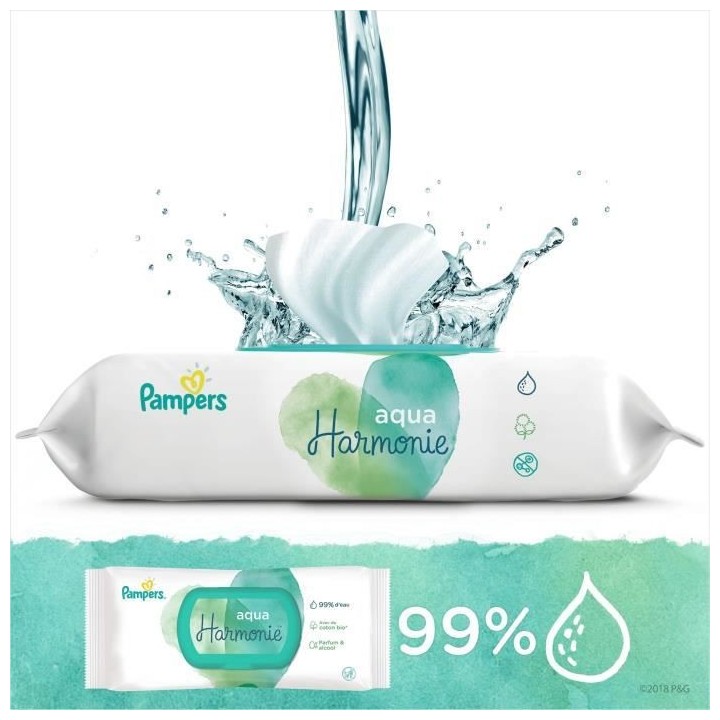 Pampers Lingettes Harmonie Aqua Lot de 3 x 48 unités
