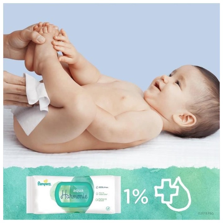 Pampers Lingettes Harmonie Aqua Lot de 3 x 48 unités
