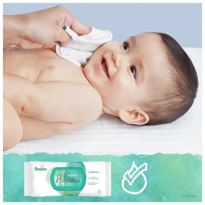 Pampers Lingettes Harmonie Aqua Lot de 3 x 48 unités