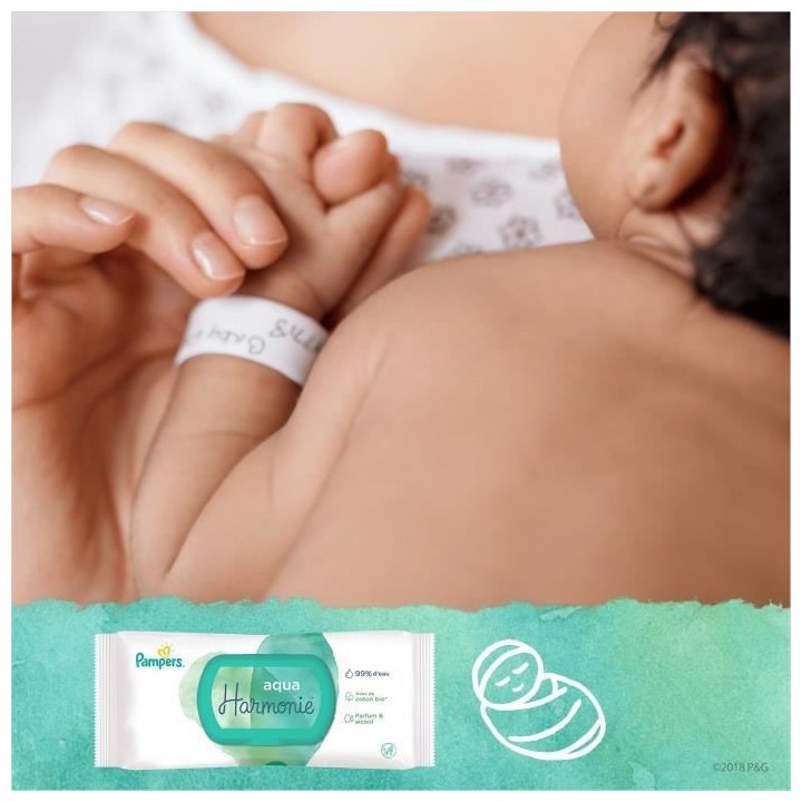 Pampers Lingettes Harmonie Aqua Lot de 3 x 48 unités