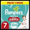 PAMPERS Baby-Dry Pants Taille 7, 17+kg, 104 Couches Pack 1 Mois