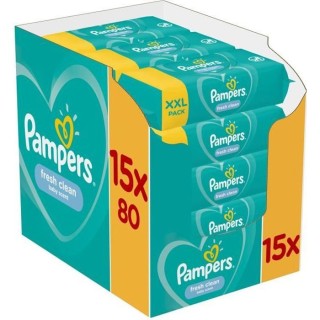 PAMPERS Lingettes bébé FRESHCLEAN - Lot de 15 x 80 lingettes - 1200