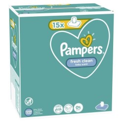 PAMPERS Lingettes bébé FRESHCLEAN - Lot de 15 x 80 lingettes - 1200 lingettes