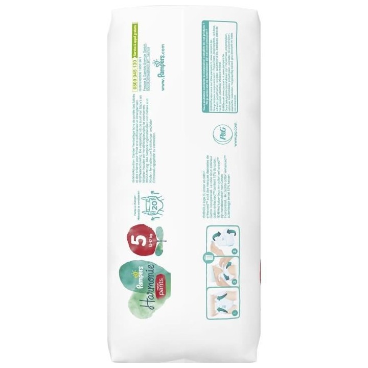 Pampers Harmonie Pants Géant T5 12-17kg 20 couches