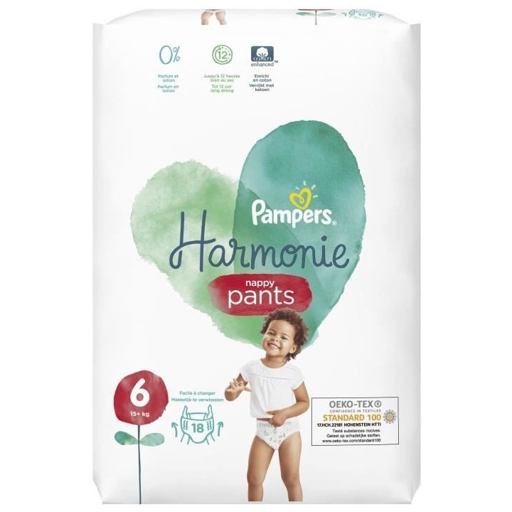 Pampers Harmonie Pants Géant T6 15kg et plus 18 couches