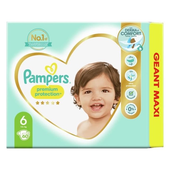 PAMPERS Premium Protection Taille 6 - 60 couches