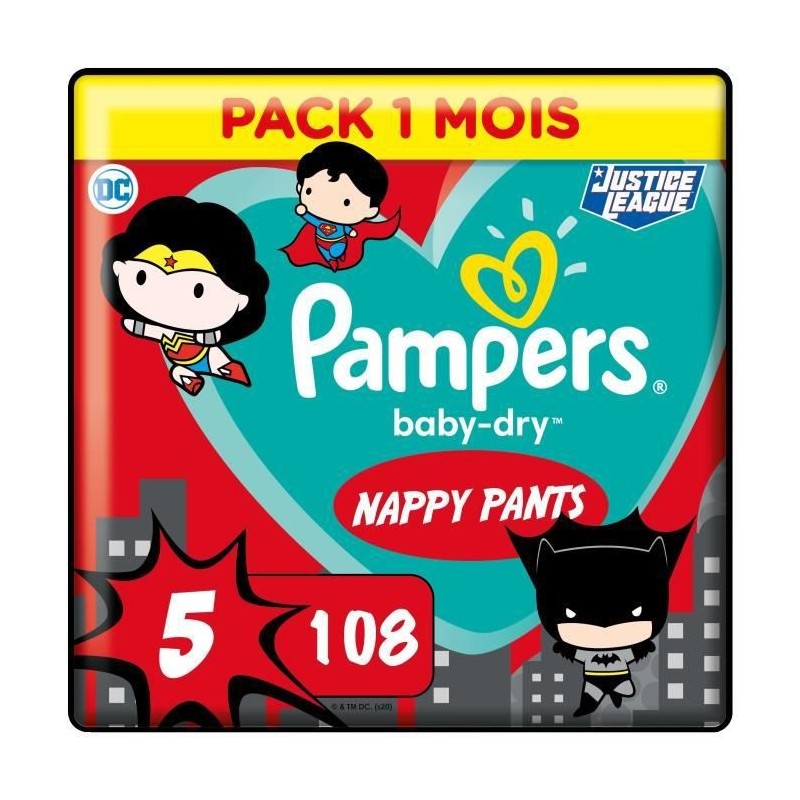 PAMPERS Couches-culottes Baby-Dry Pants Taille 5 - 108 culottes