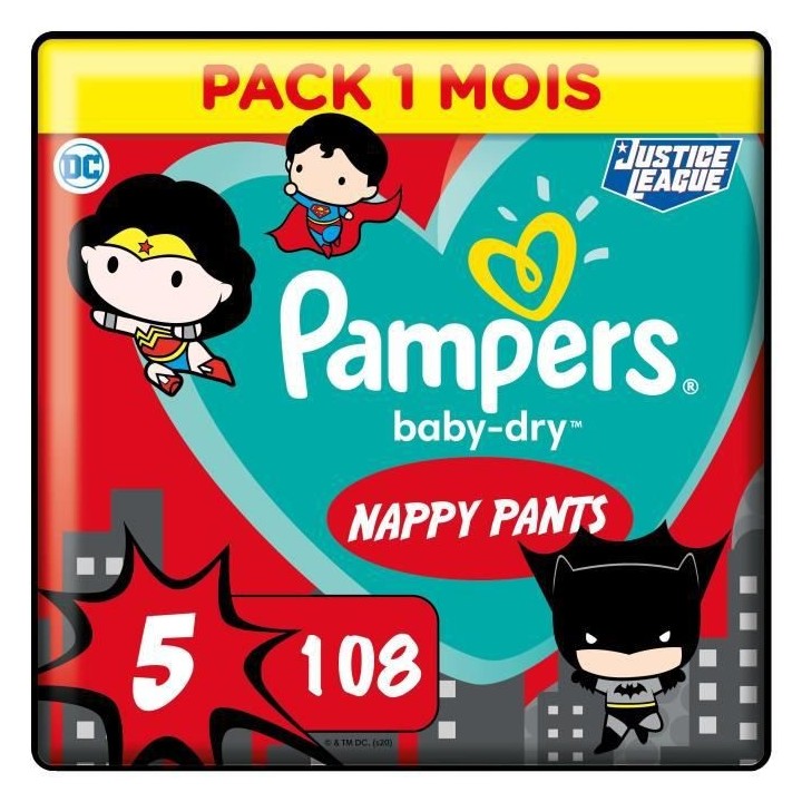 PAMPERS Couches-culottes Baby-Dry Pants Taille 5 - 108 culottes