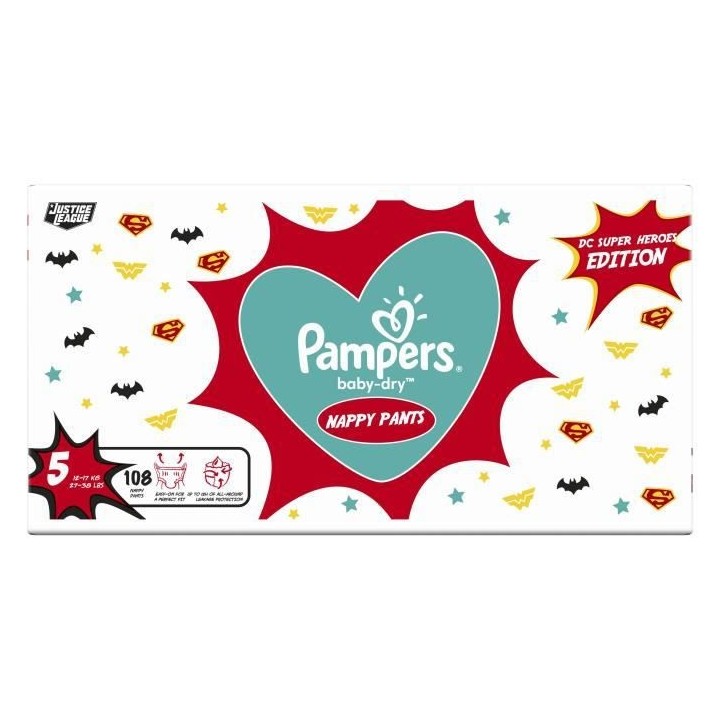 PAMPERS Couches-culottes Baby-Dry Pants Taille 5 - 108 culottes