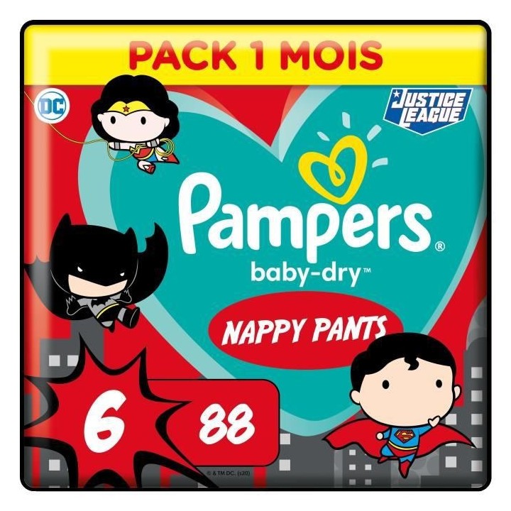 PAMPERS Couches-culottes Baby-Dry Pants Taille 6 - 88 culottes - Pac