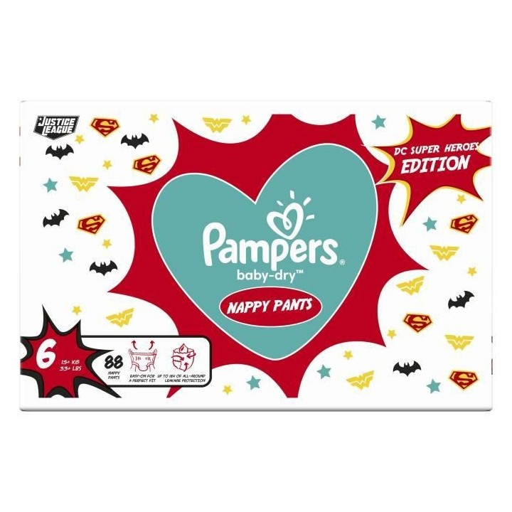 PAMPERS Couches-culottes Baby-Dry Pants Taille 6 - 88 culottes - Pac