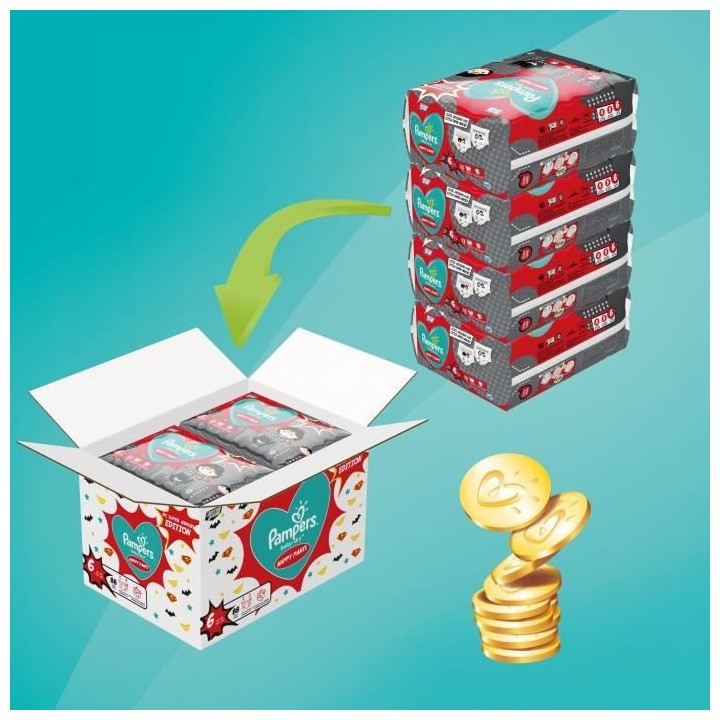 PAMPERS Couches-culottes Baby-Dry Pants Taille 6 - 88 culottes - Pac