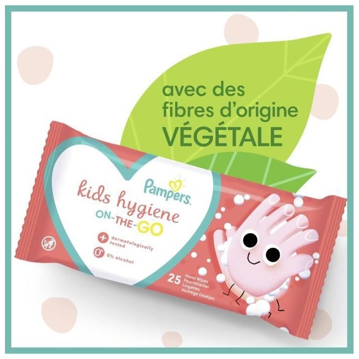 PAMPERS Lingettes Hygiene Bébé On-The-Go - Lot de 15 x 40 Lingettes