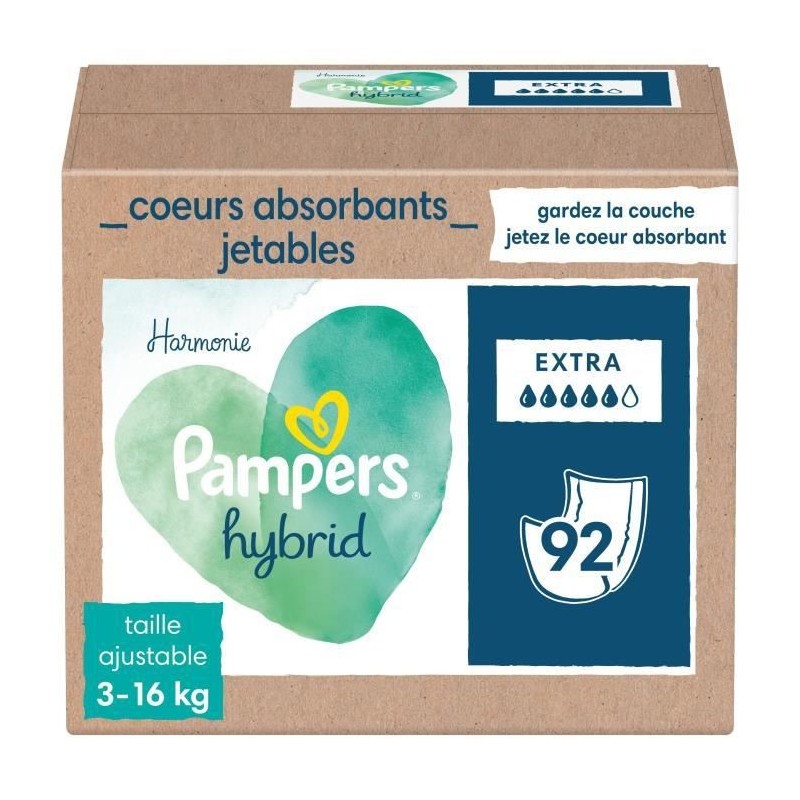 PAMPERS Hybrid 92 Coeurs absorbants Extra pour Couches Lavables