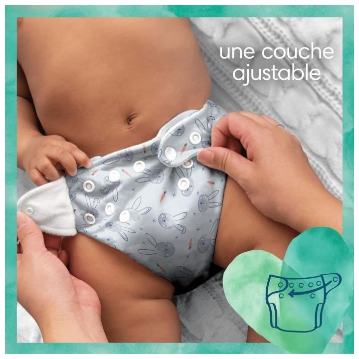 PAMPERS Hybrid Kit de 25 Coeurs Absorbants et 3 Couches Lavables