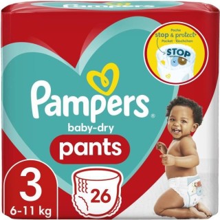PAMPERS Baby-Dry Pants Taille 3 - 26 Couches-culottes