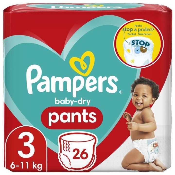 PAMPERS Baby-Dry Pants Taille 3 - 26 Couches-culottes