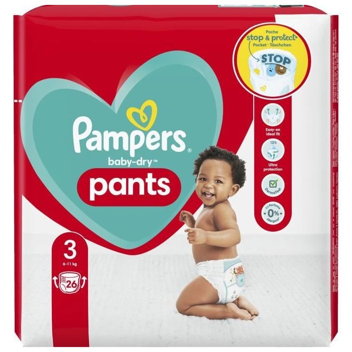 PAMPERS Baby-Dry Pants Taille 3 - 26 Couches-culottes