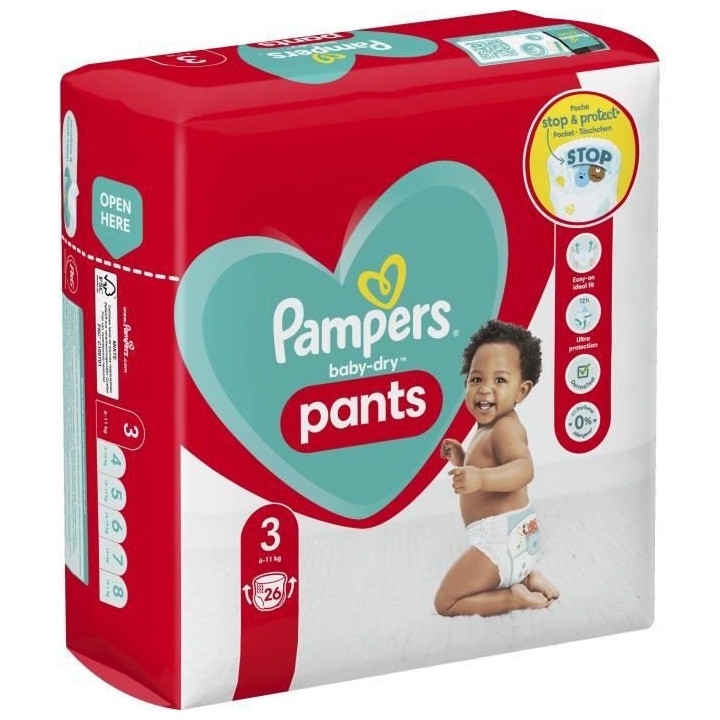PAMPERS Baby-Dry Pants Taille 3 - 26 Couches-culottes