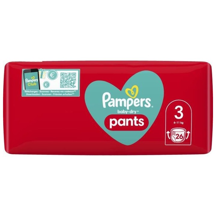 PAMPERS Baby-Dry Pants Taille 3 - 26 Couches-culottes