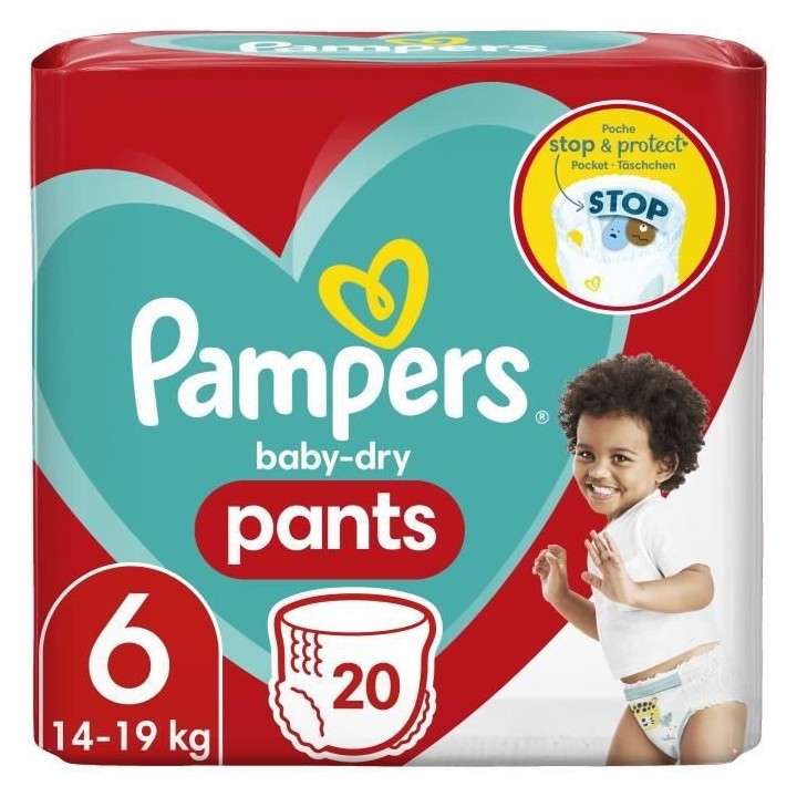 PAMPERS Baby-Dry Pants Taille 6 - 20 Couches-culottes