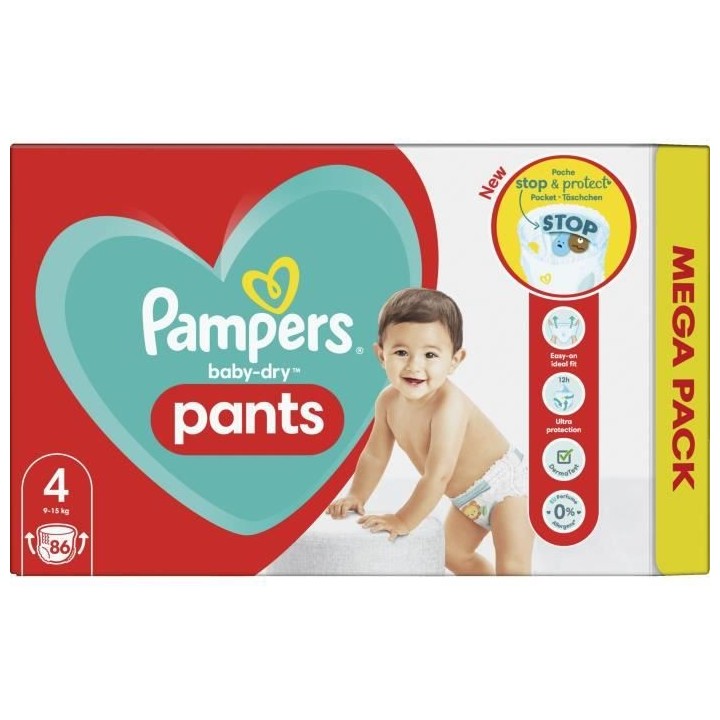 PAMPERS Baby-Dry Pants Taille 4 - 86 Couches-Culottes