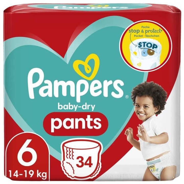 PAMPERS Baby-Dry Pants Taille 6 - 34 Couches-culottes