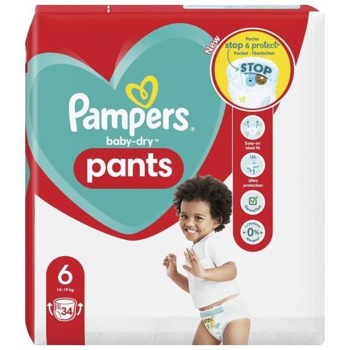 PAMPERS Baby-Dry Pants Taille 6 - 34 Couches-culottes