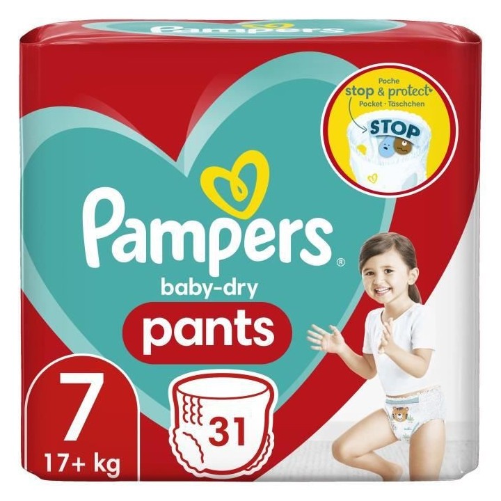 PAMPERS Baby-Dry Pants Taille 7 - 31 Couches-culottes