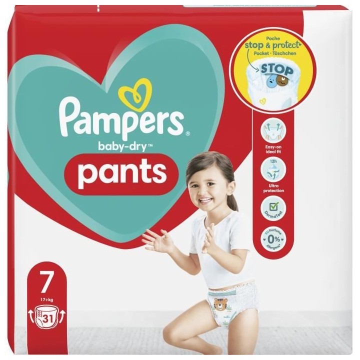 PAMPERS Baby-Dry Pants Taille 7 - 31 Couches-culottes