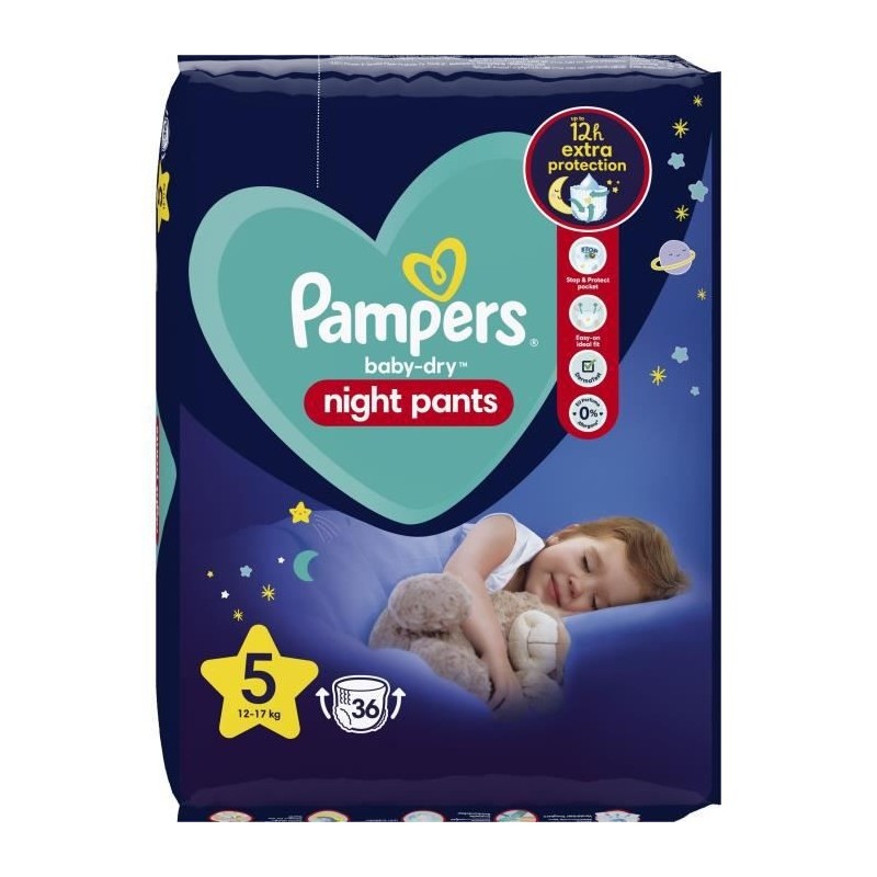 PAMPERS Baby-Dry Night Pants pour la nuit Taille 5 - 36 Couches-culottes