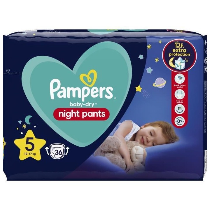 PAMPERS Baby-Dry Night Pants pour la nuit Taille 5 - 36 Couches-culott