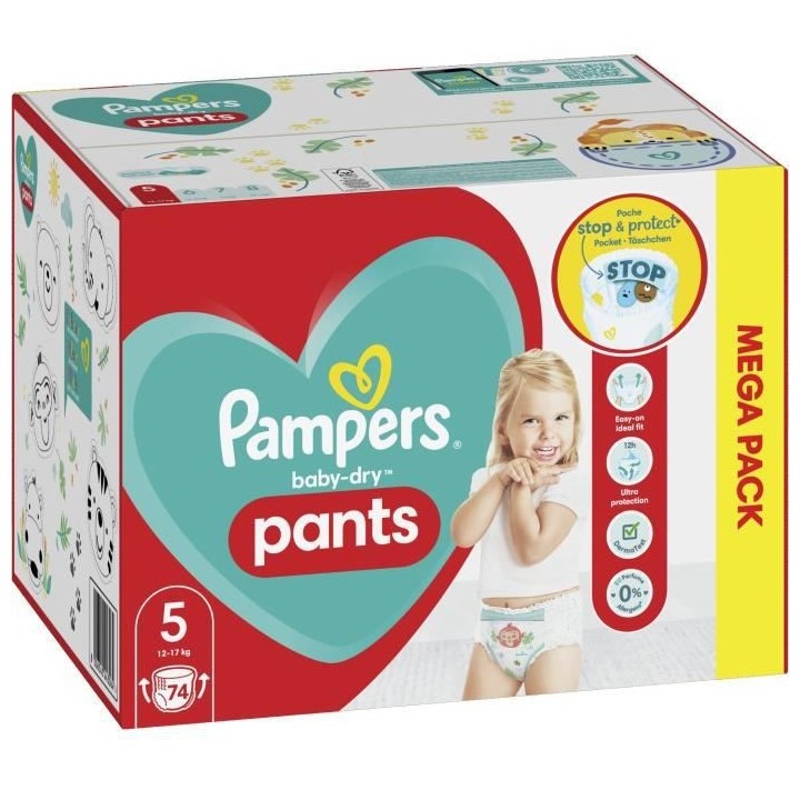 PAMPERS Baby-Dry Pants Taille 5 - 74 Couches-Culottes