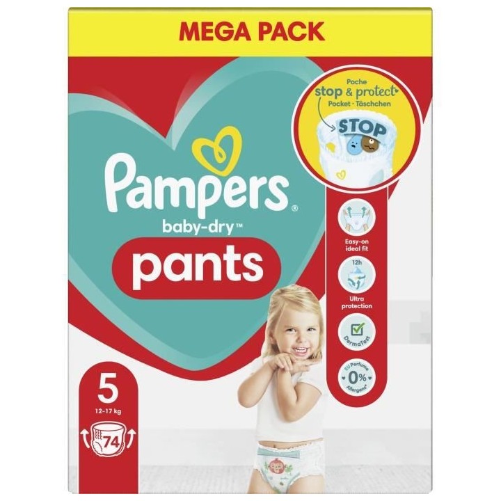 PAMPERS Baby-Dry Pants Taille 5 - 74 Couches-Culottes