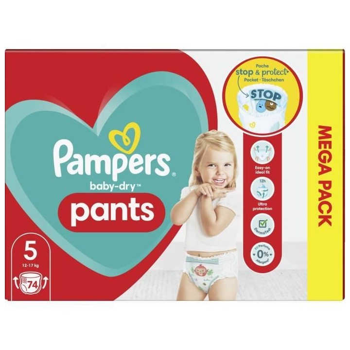 PAMPERS Baby-Dry Pants Taille 5 - 74 Couches-Culottes