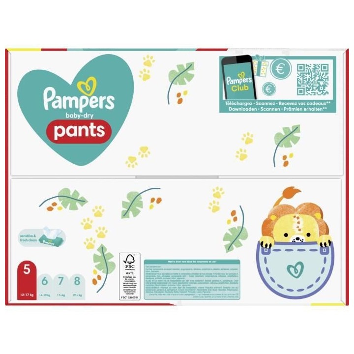 PAMPERS Baby-Dry Pants Taille 5 - 74 Couches-Culottes