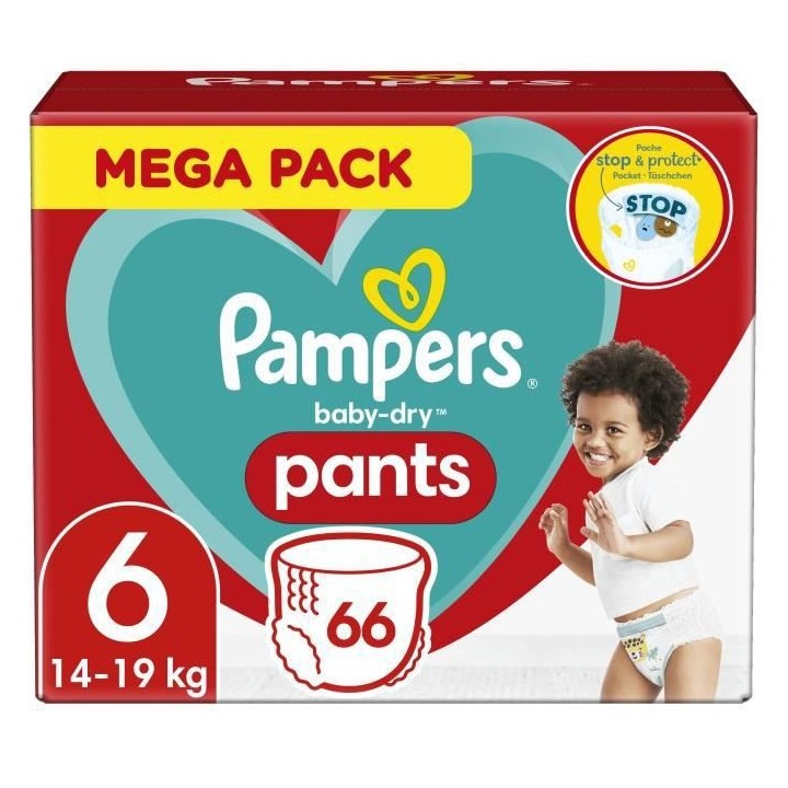 PAMPERS Baby-Dry Pants Taille 6 - 66 Couches-Culottes