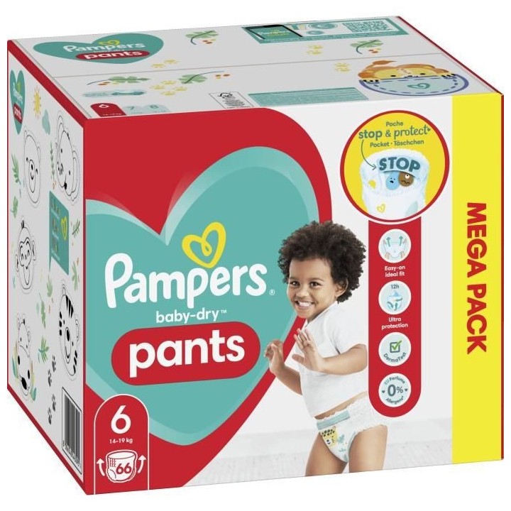 PAMPERS Baby-Dry Pants Taille 6 - 66 Couches-Culottes