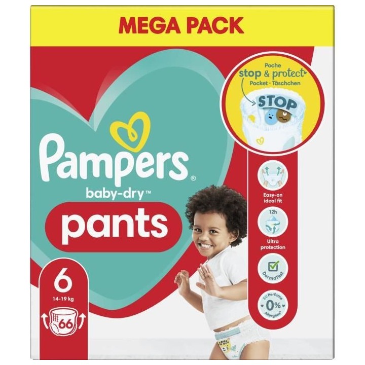 PAMPERS Baby-Dry Pants Taille 6 - 66 Couches-Culottes