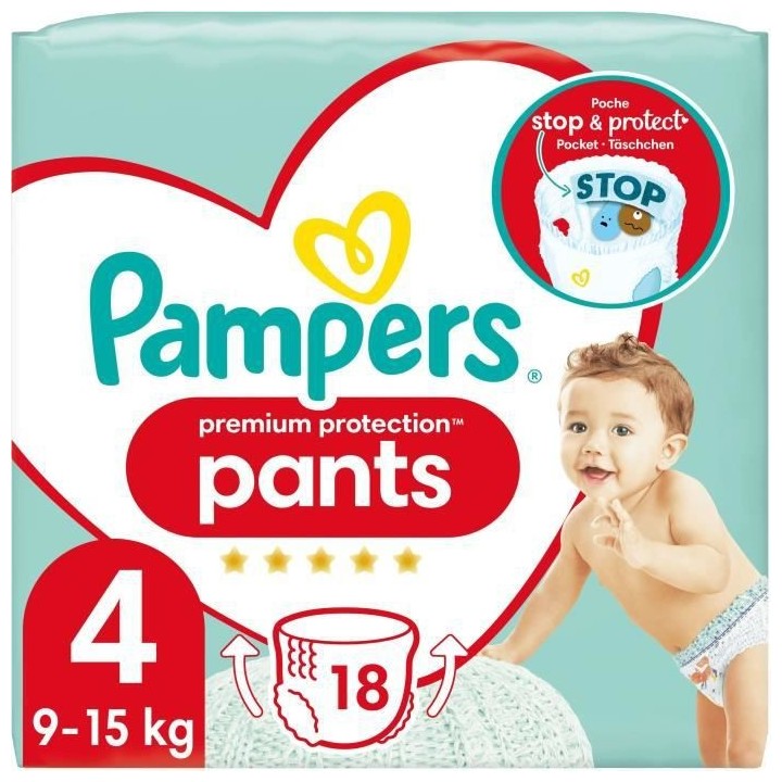 PAMPERS Premium Protection Pants Taille 4 - 18 Couches-culottes