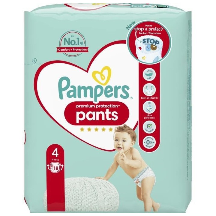PAMPERS Premium Protection Pants Taille 4 - 18 Couches-culottes