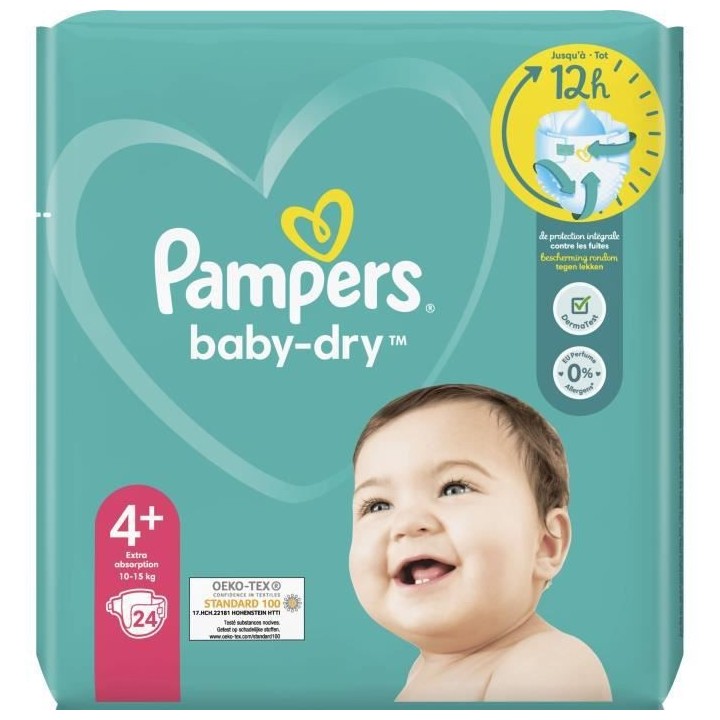PAMPERS Baby-Dry Taille 4+ - 24 Couches