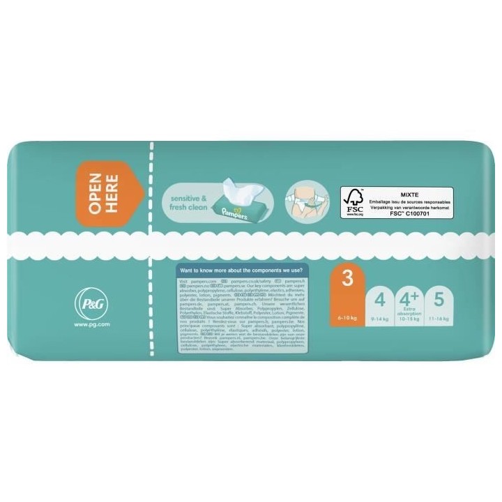 PAMPERS Baby-Dry Taille 3 - 30 Couches
