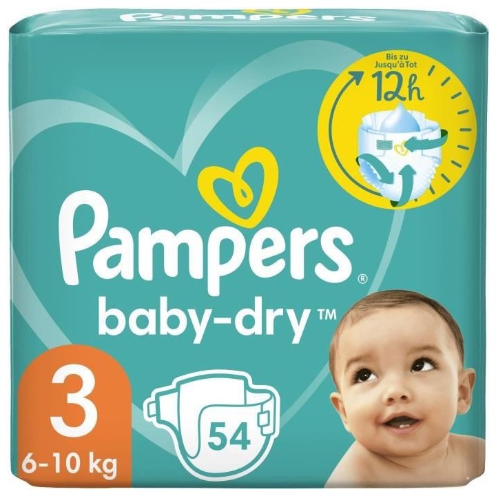 PAMPERS Baby-Dry Taille 3 - 54 Couches
