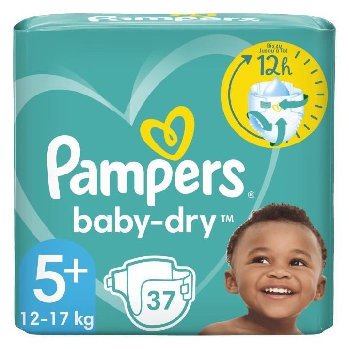 PAMPERS Baby-Dry Taille 5+ - 37 Couches