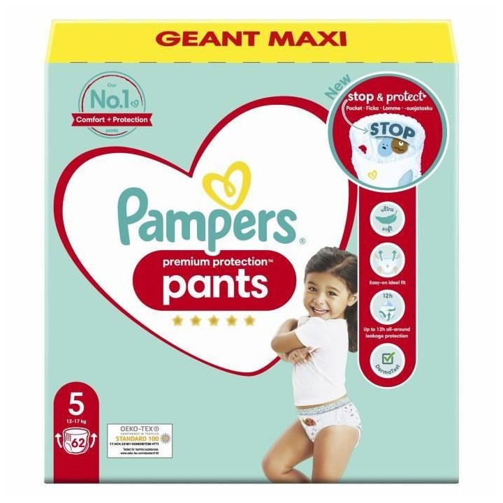 PAMPERS Premium Protection Pants Taille 5 - 62 Couches-culottes