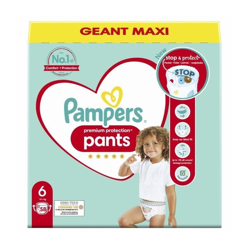 PAMPERS Premium Protection Pants Taille 6 - 58 Couches-culottes